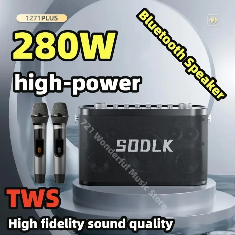 Imagem -04 - Sodlk-altifalante Bluetooth de Alta Potência Subwoofer com Heavybass Canto Doméstico ao ar Livre Qualidade de Som Hifi Usb Microfone sem Fios S1271 Plus 280w