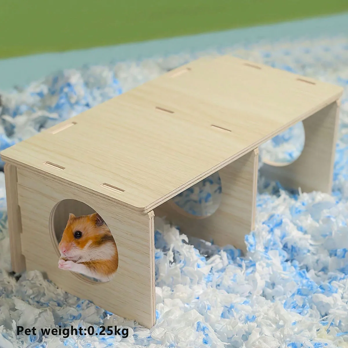 1pc Solid Wood Hideaway House, For Hamster Squirrel, Small Pet Aquascape Toys,  Small Animal Cage Accessories