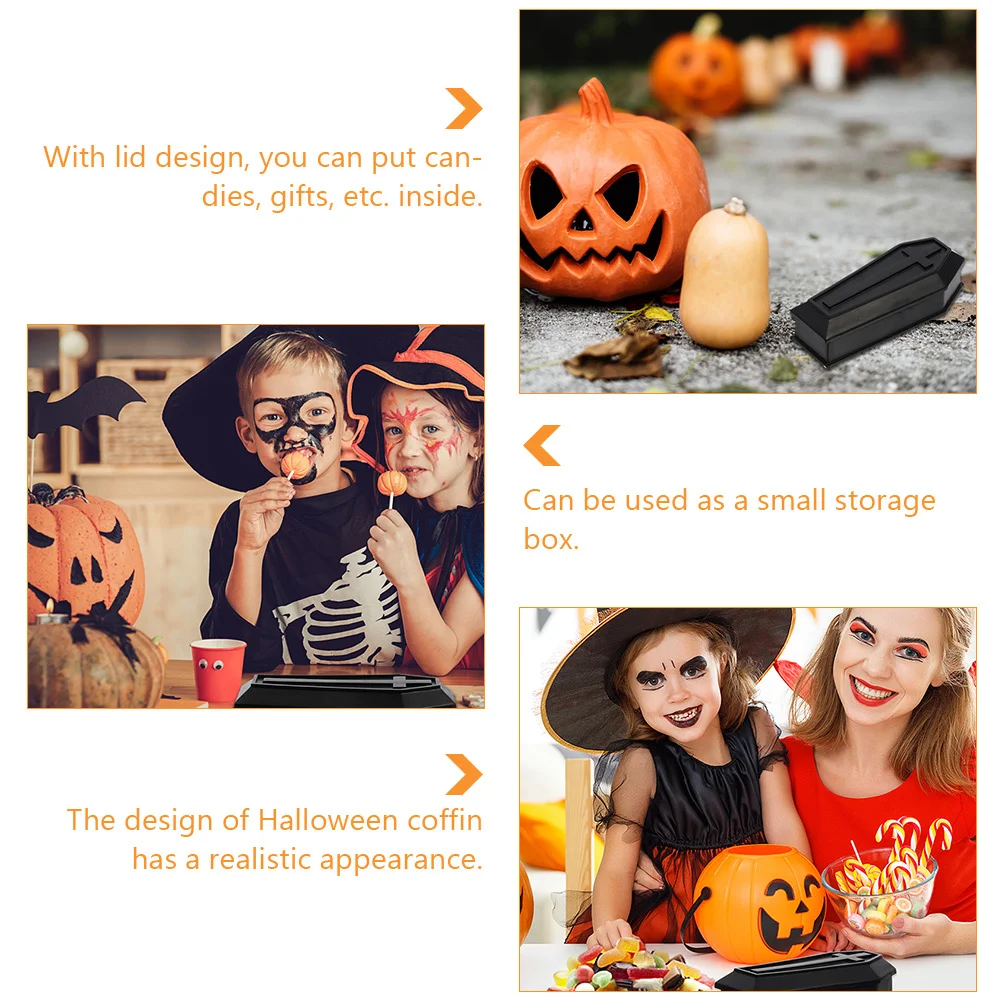 

5Pcs Coffin Boxes Decor Halloween Coffin Adornments Realistic Design Table Centerpiece Spooky Festival Accessory