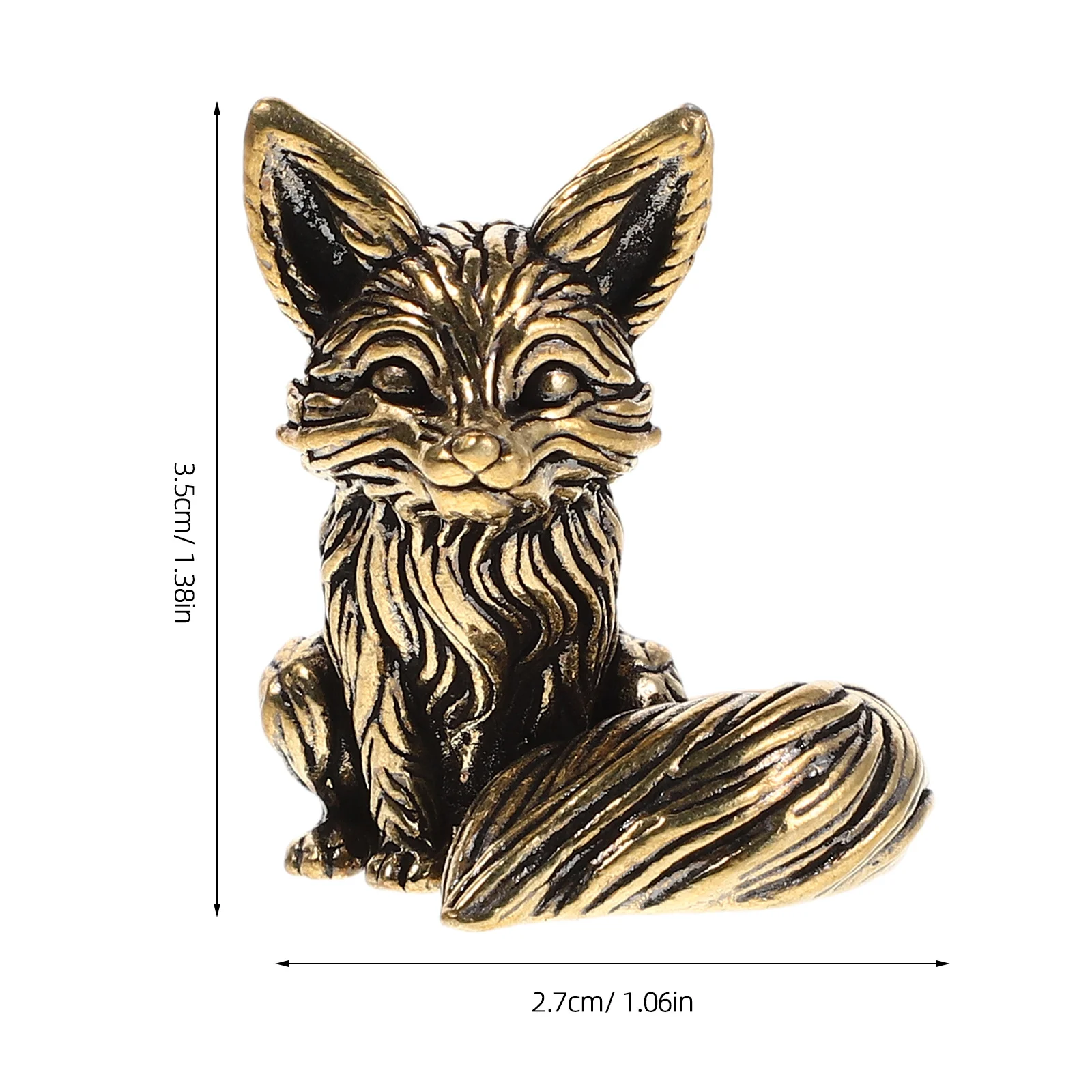 

2Pcs Solid Brass Fox Statue Vintage Mini Desktop Ornament Animal Sculpture Home Office Decor Fox Ornament