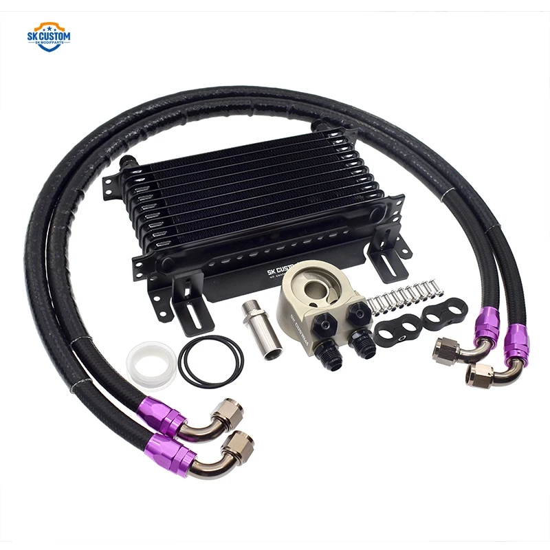 

SK CUSTOM 10 Rows Aluminum Oil Cooler Kit For Subaru Levorg 2.0 Toyota Fortuner Vigo 1kd GT86 GR86 Engine Cooling Kit