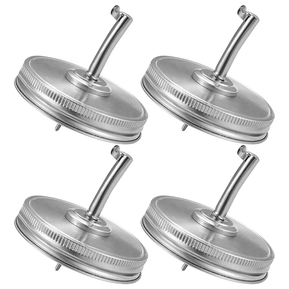 

Stainless Steel Jar Pour Spout Lids 4pcs Oil Dispenser Caps for Mason Jars Liquor Pourers Regular Mouth Replacement Covers