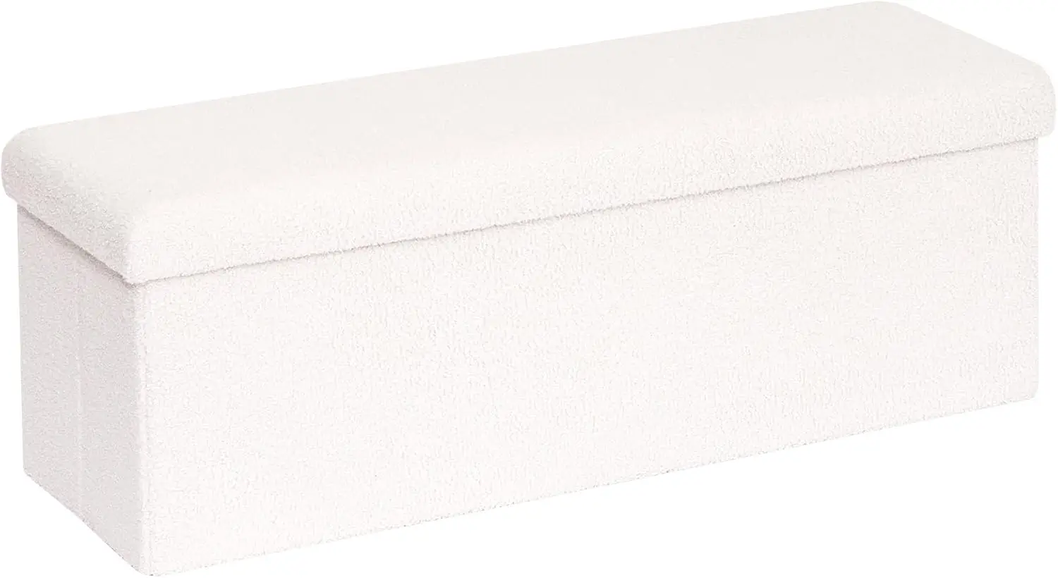 

Складная скамья-пуф для хранения вещей с обивкой из шерпы, большая подставка для ног для гостиной и спальни, белая, 43,3'' x 15'' x 15''