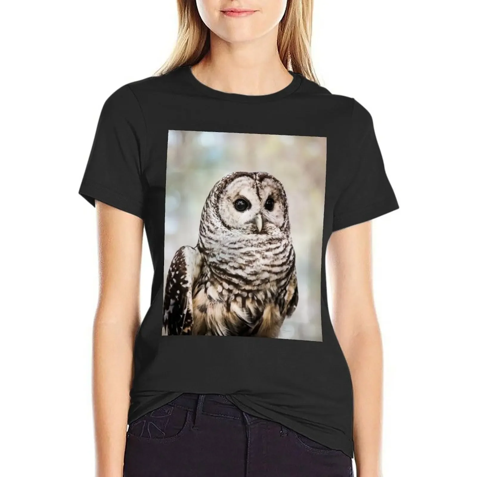 

Barred Owl T-Shirt summer clothes animal print shirt for girls customs design your own luxury designer clothing Women