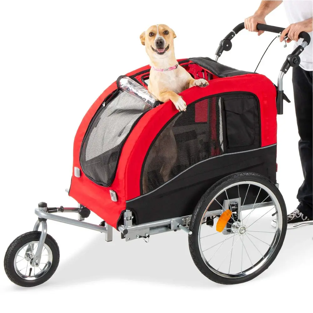 

tipo bicicleta para mascota de 2 en 1, remolque tipo bicicleta, carriola para corredor con suspensin, color rojo