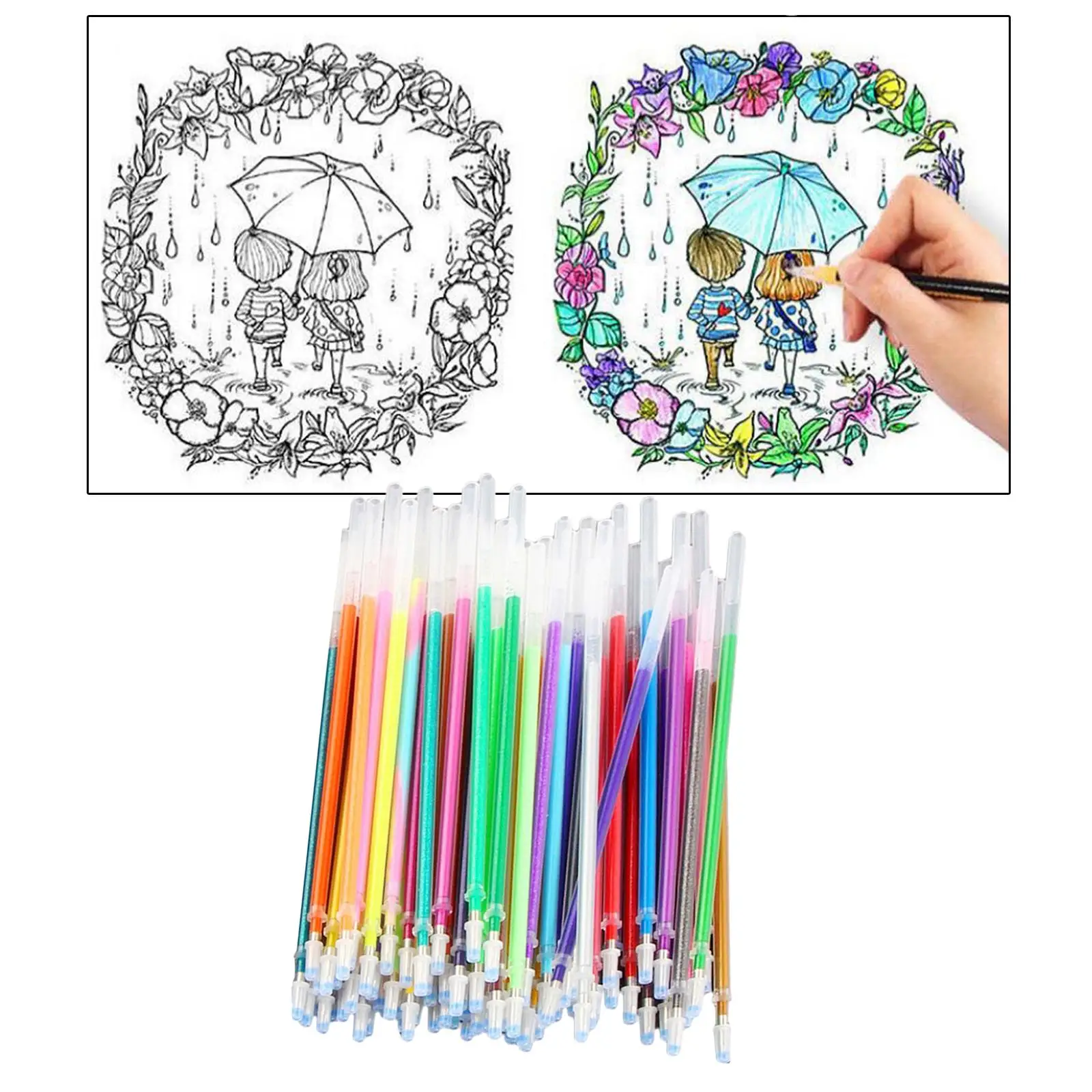 2-4pack Neon Gel Pen Refill Glitter Pen for Coloring Drawing Craft