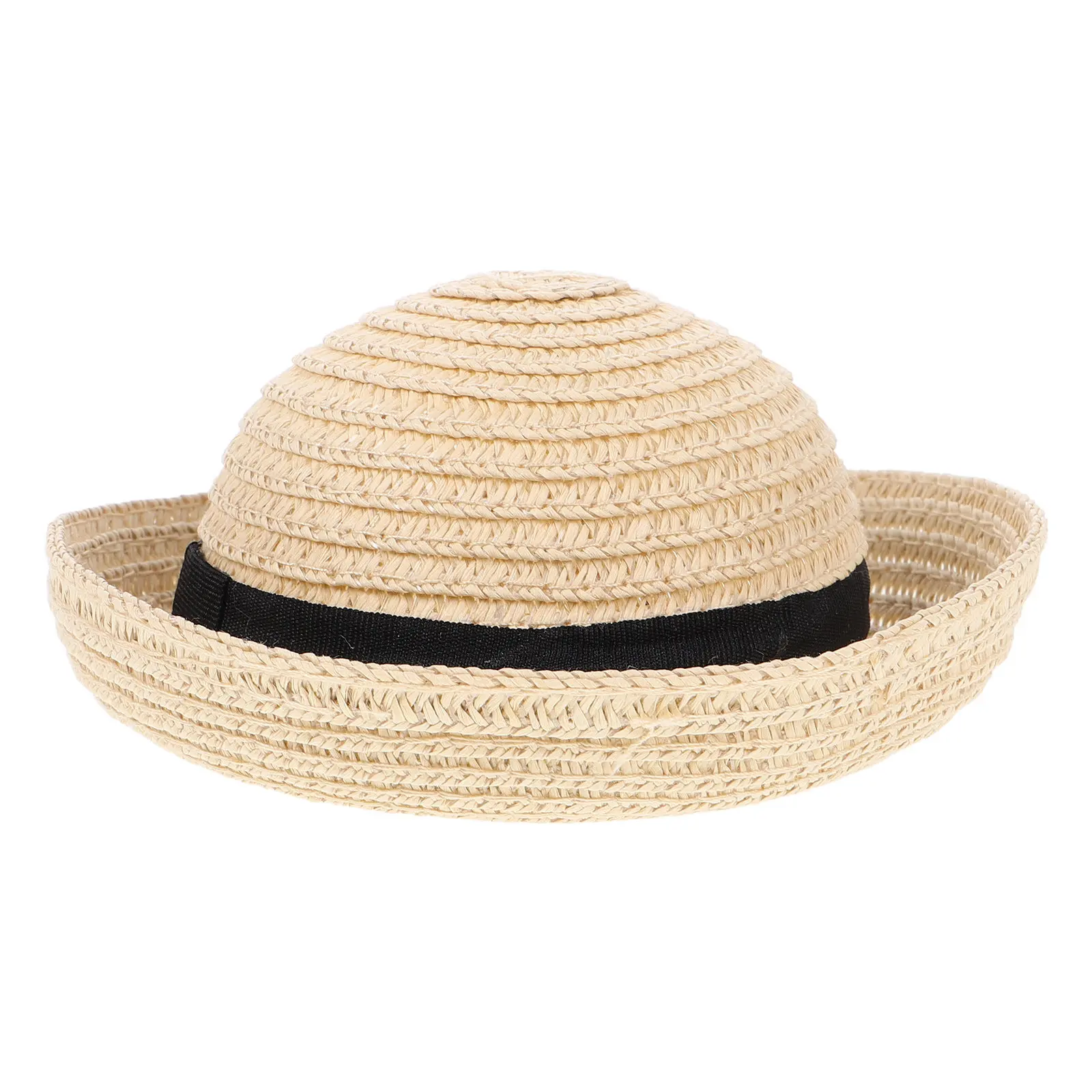 

1Pcs Mini Straw Hat Natural Hand-Knitted Craft Decoration for Miniature Garden Party Costume Accessories Mini Straw Hat