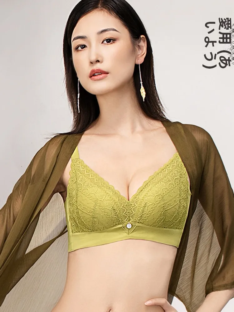 wireless-bra-adjustable-gathered-anti-sagging-underwear-cotton-lined-fixed-strap-design-for-young-women-full-coverage-u-shape