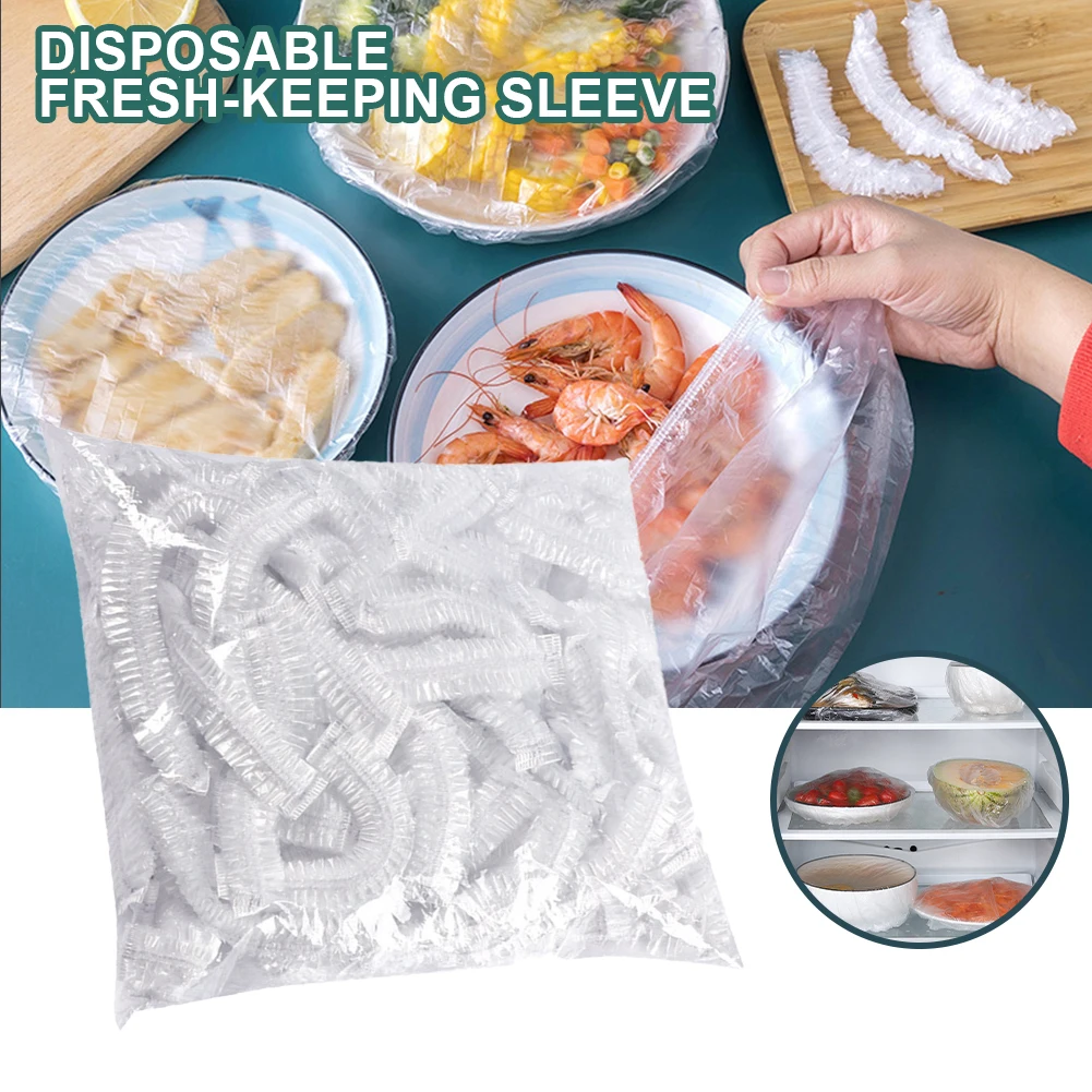 100pcs Reusable Disposable Food Wraps Self-Sealing Food Plastic Wraps Keep Food Fruit Fresh Clings Film for Kitchen Fridge