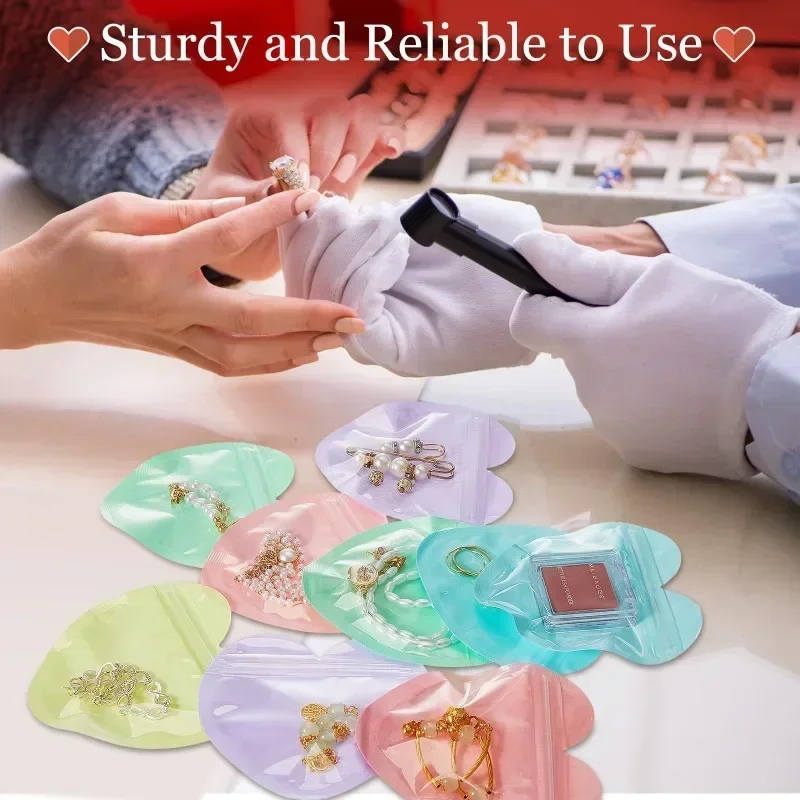 heart shaped pvc jewelry storage bag colored durable pouch for wedding necklace gift packaging exquisite bracelet ring display