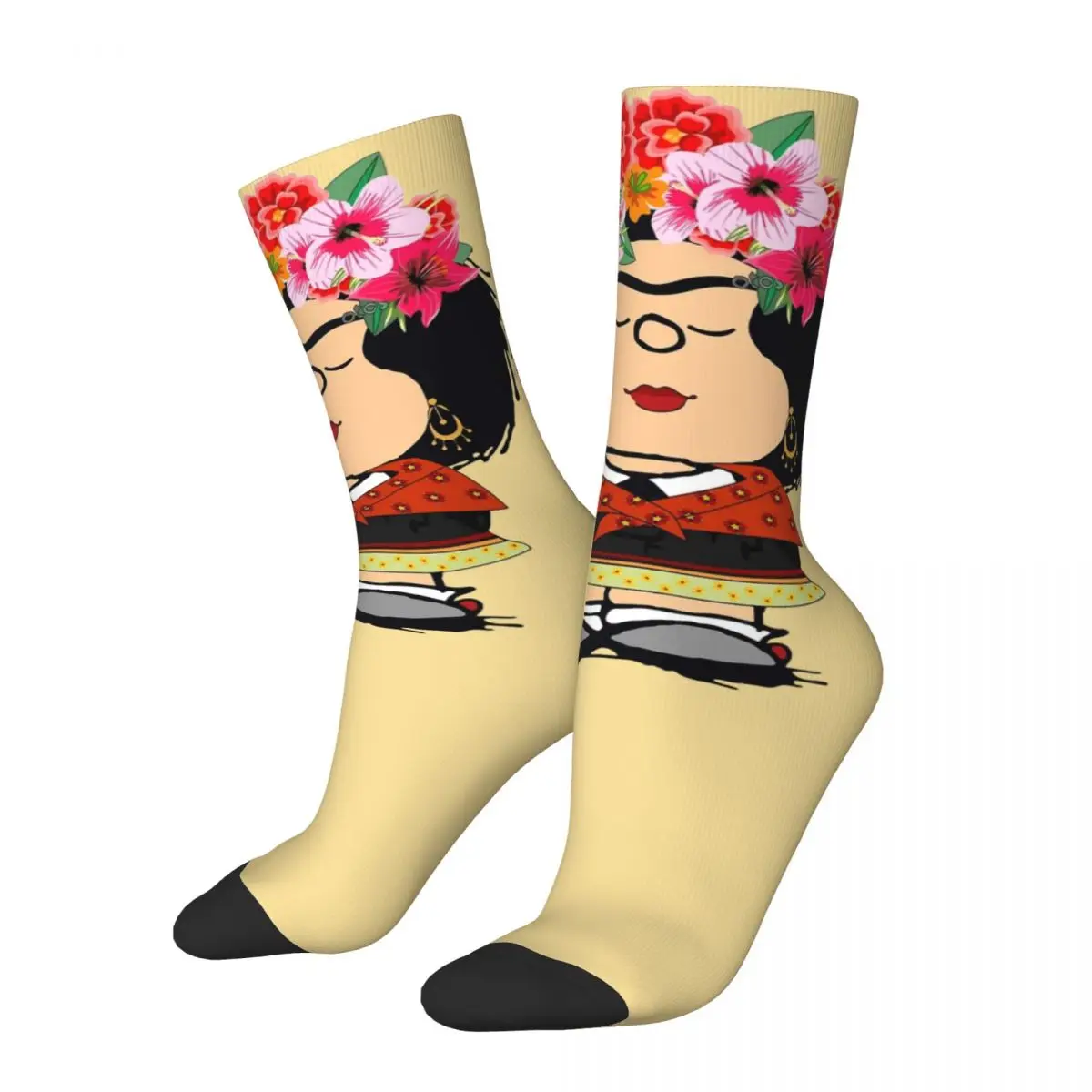 Harajuku Men\'s Socks Mafalda Kahlo Fanart Merch Cute Funny Cartoon Sport Stockings All Season