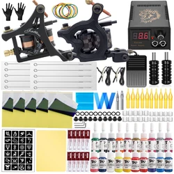 Coils Tattoo Machine Kit Power Supply with Tattoo Needles Ink Accessories Set for Tattoo Body Art Tool Permanent Makeup Kit