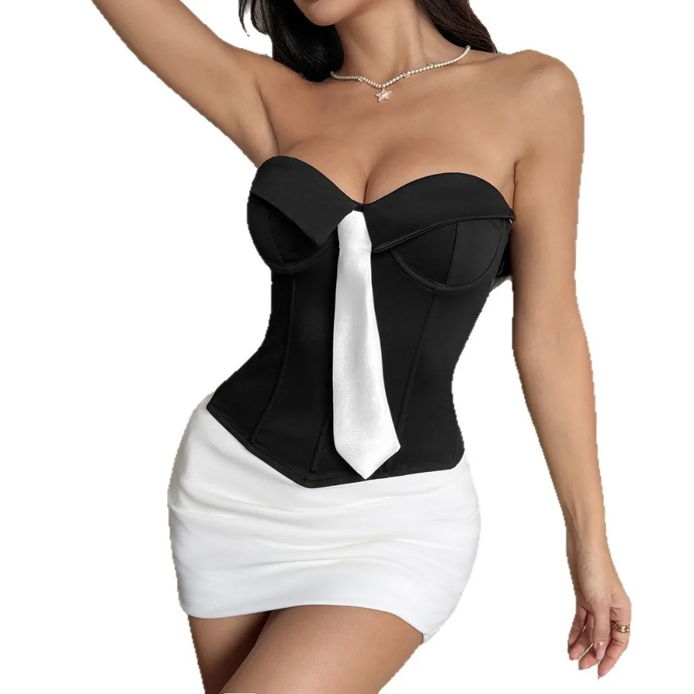 Sexy backless white corset tank top women summer club party tops woman 2026 cropped tie tube top fashion hotwife street wear new