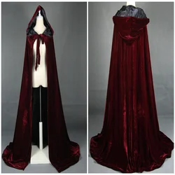 Samt Mit Kapuze Mäntel Winter Hochzeit Capes Robe Weihnachten Bodenlangen Halloween Cape Schal Mantel Zubehör