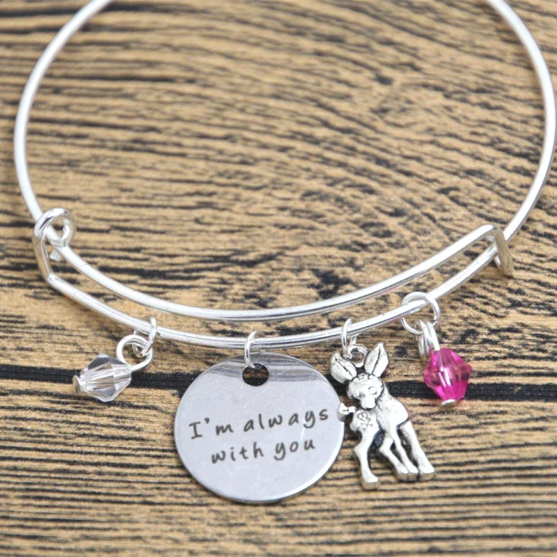 12pcs Baby Deer Fawn Bracelet I'm Always with You Deer  Father Daughter Mother Bangles Crystals