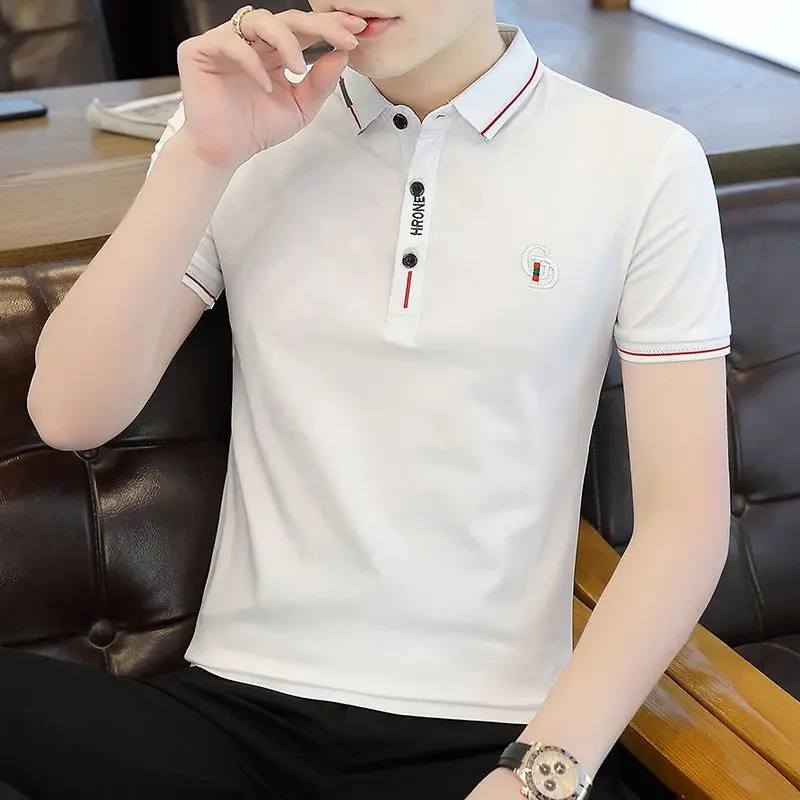 Fashion Lapel Solid Color Casual Polo Shirts Men\'s Clothing 2023 Summer New Oversized All-match Pullovers Tops Loose T-Shirt