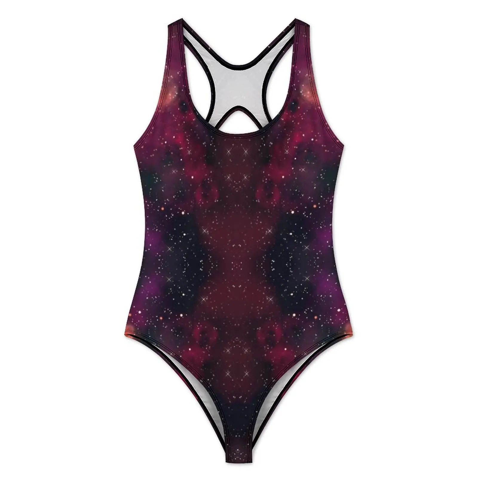 Red Galaxy Swimsuit Abstract Space Swimwear One-Piece Pool Design Swimsuits High Cut Bathing Suits Women Push Up Sexy Beach Wear