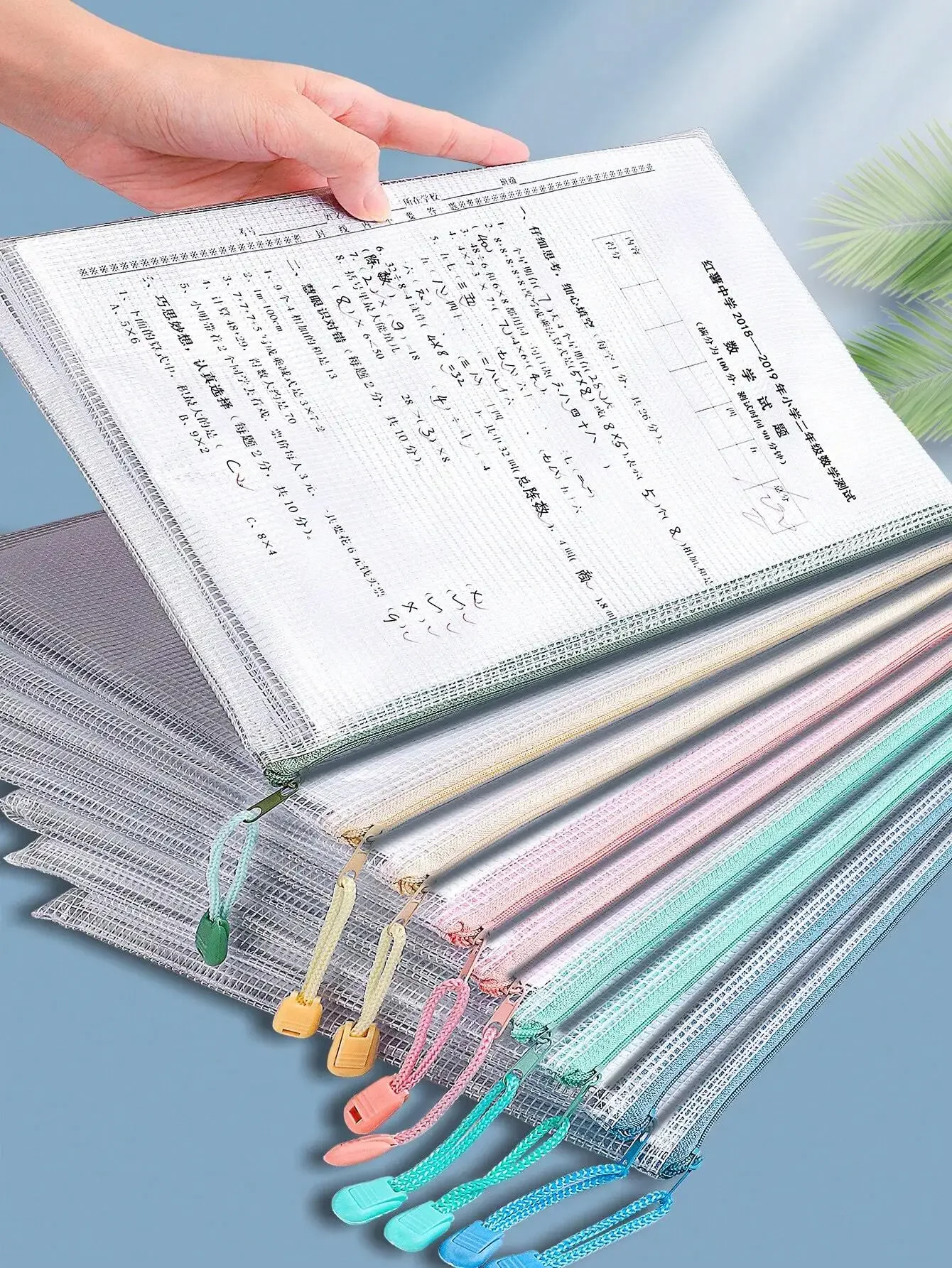 

5pcs/Set Mesh Large Capacity Zippered Bags, Transparent Waterproof Storage Bags For Documents