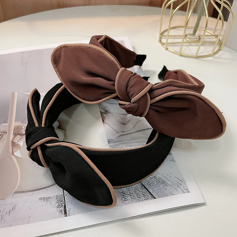 New Style Simple Color Package Rabbit Ear Hairbands Woman, Wide-brimmed Bow Headband Fashion Pressure  Hair Accessories