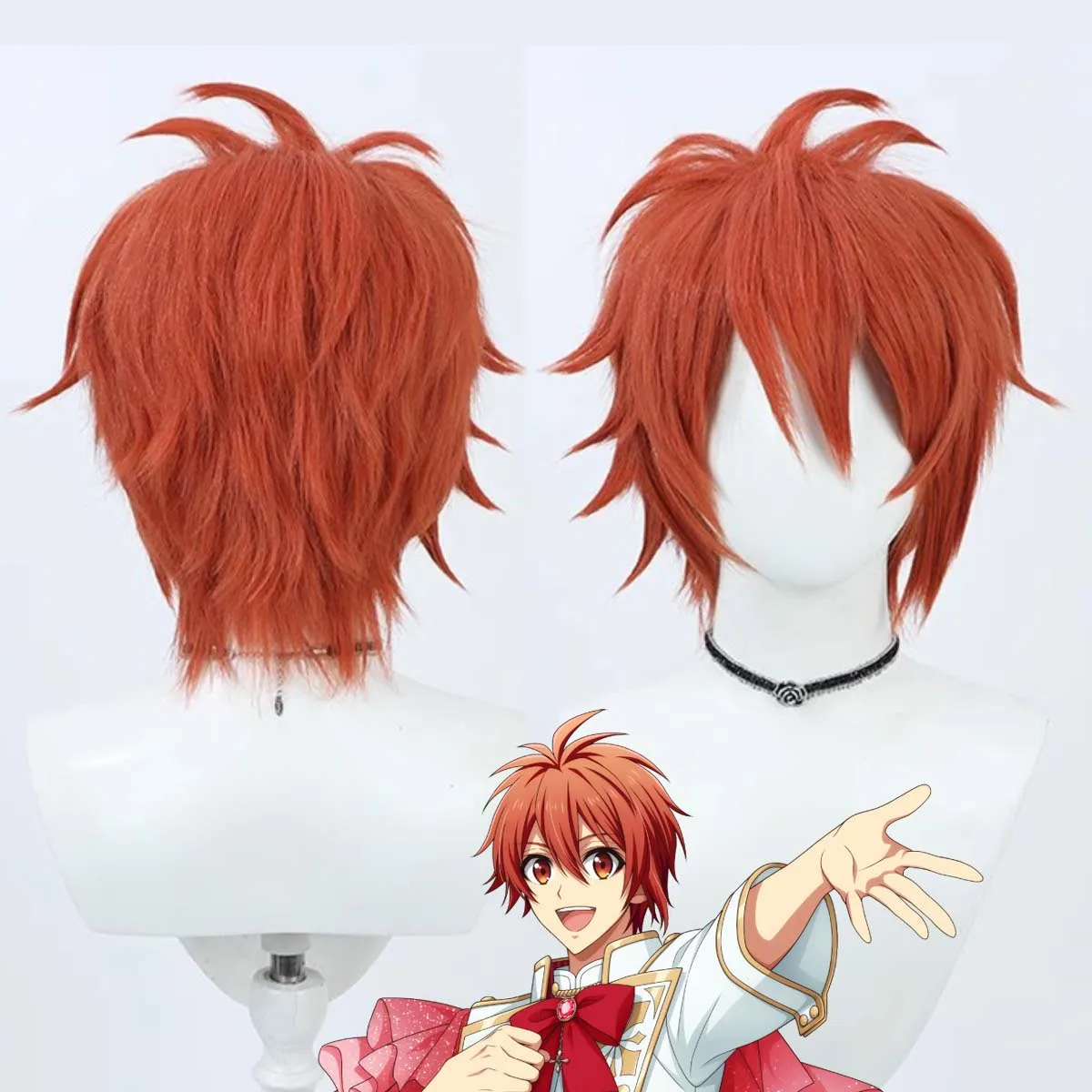 Men IDOLiSH7 Cos Nanase Riku Short Orange Heat Resistant Wig