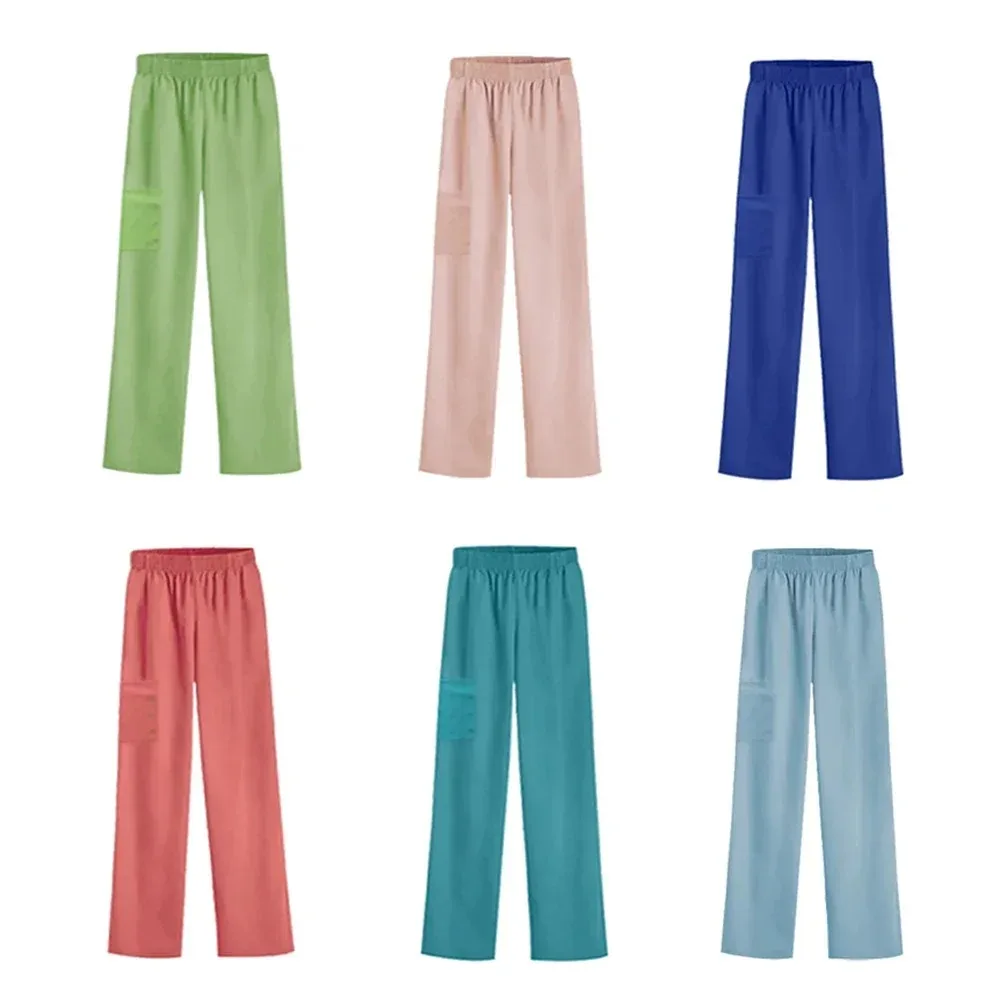 Pantalones elásticos de enfermera, pantalones quirúrgicos para mujer, pantalones de verano, cintura elástica negra, pantalones de trabajo de médico de secado rápido de talla grande