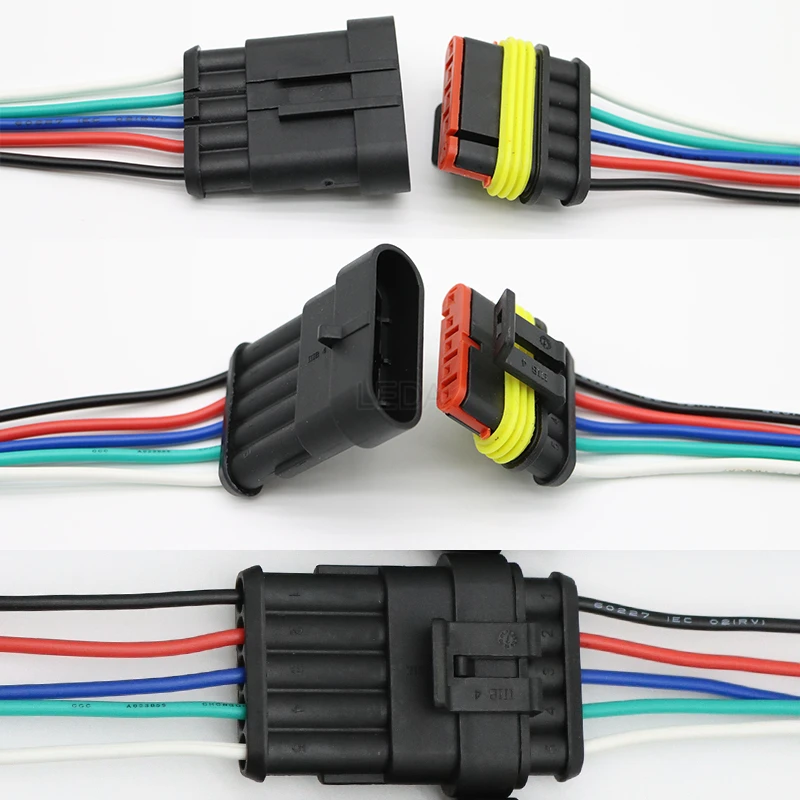 1Set 1P 2P 3P 4P 5P 6P Way Waterproof Electrical Auto Connector Male Female Plug with Wire Cable Harness for Car Motorcycle