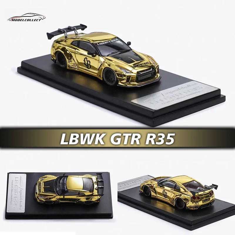 

**Pre Sale** MC 1:64 LBWK GTR R35 Chrome Gold Limit Diecast Diorama Car Model Collection Miniature Toys