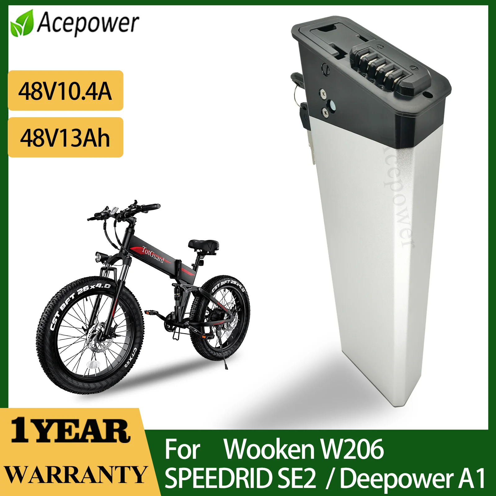 

Для Wooken W206 TotGuard аккумулятор для электрического велосипеда 48 В 10,4 Ач 13 Ач 17,5 Ач для Deepower A1 SPEEDRID SE2 Сменный аккумулятор для электровелосипеда