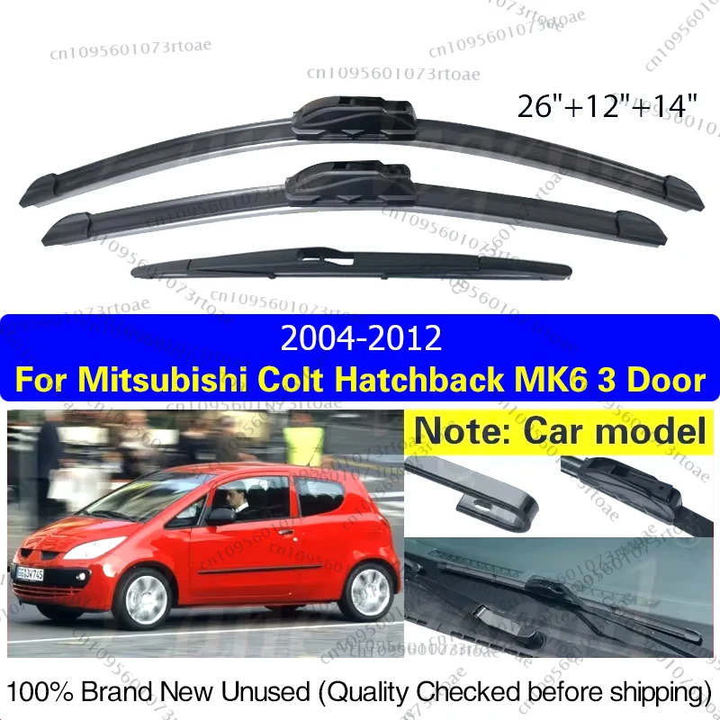 

Для Mitsubishi Colt Hatchback MK6 3-дверный 2004-2012 автомобильный передний и задний дворник, щетки, резак, аксессуары, крючок J U 26 "+ 12" + 14"