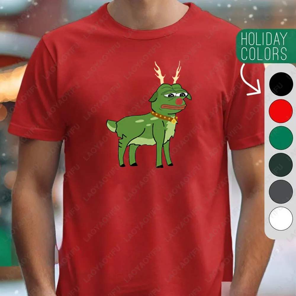 

Pepe Frog Role Play Christmas DeerAnimal Girls Tees Women's Cotton TShirt O-neck Funny Gift Pepe The Frog Meme Harajuku Tshirts