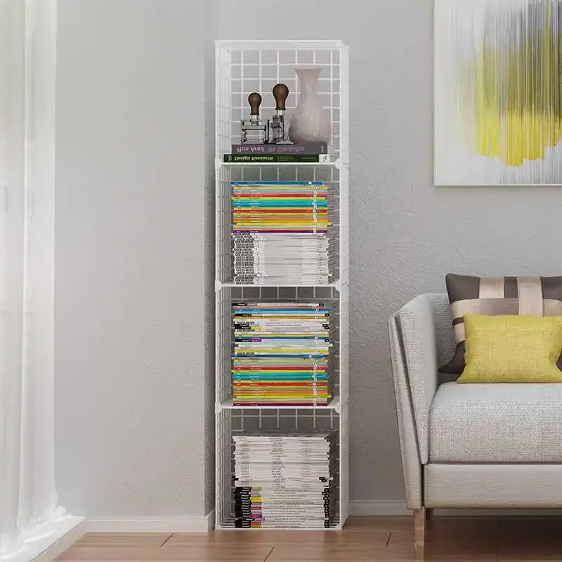 2 Row 6 Layer Stackable Wire Cubes Storage Organizer Bookcase DIY Wire C Grids Storage Shelves Cabinet Closet Metal Bookshelf