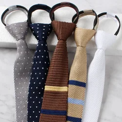 Wedding Ties For Man Fashion Black Neckties White Dress Shirts Collar Ties Gifts Zipper Knitting tie For Men Clothes Accessories
