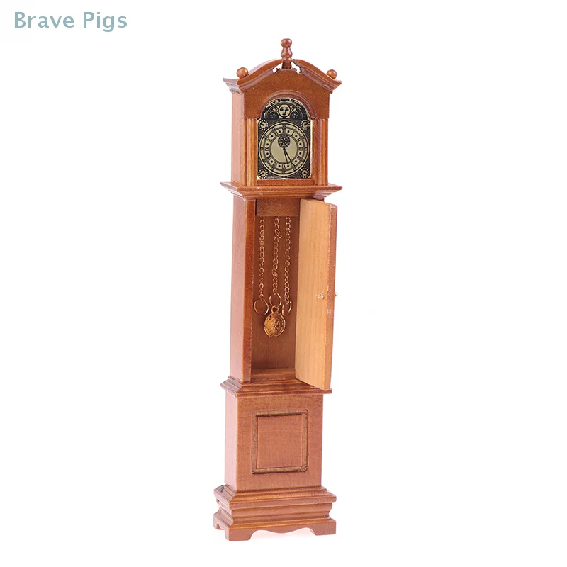 1:12 Dollhouse Miniature Wood Floor Clock Grandfather Clock Doll Furniture Model