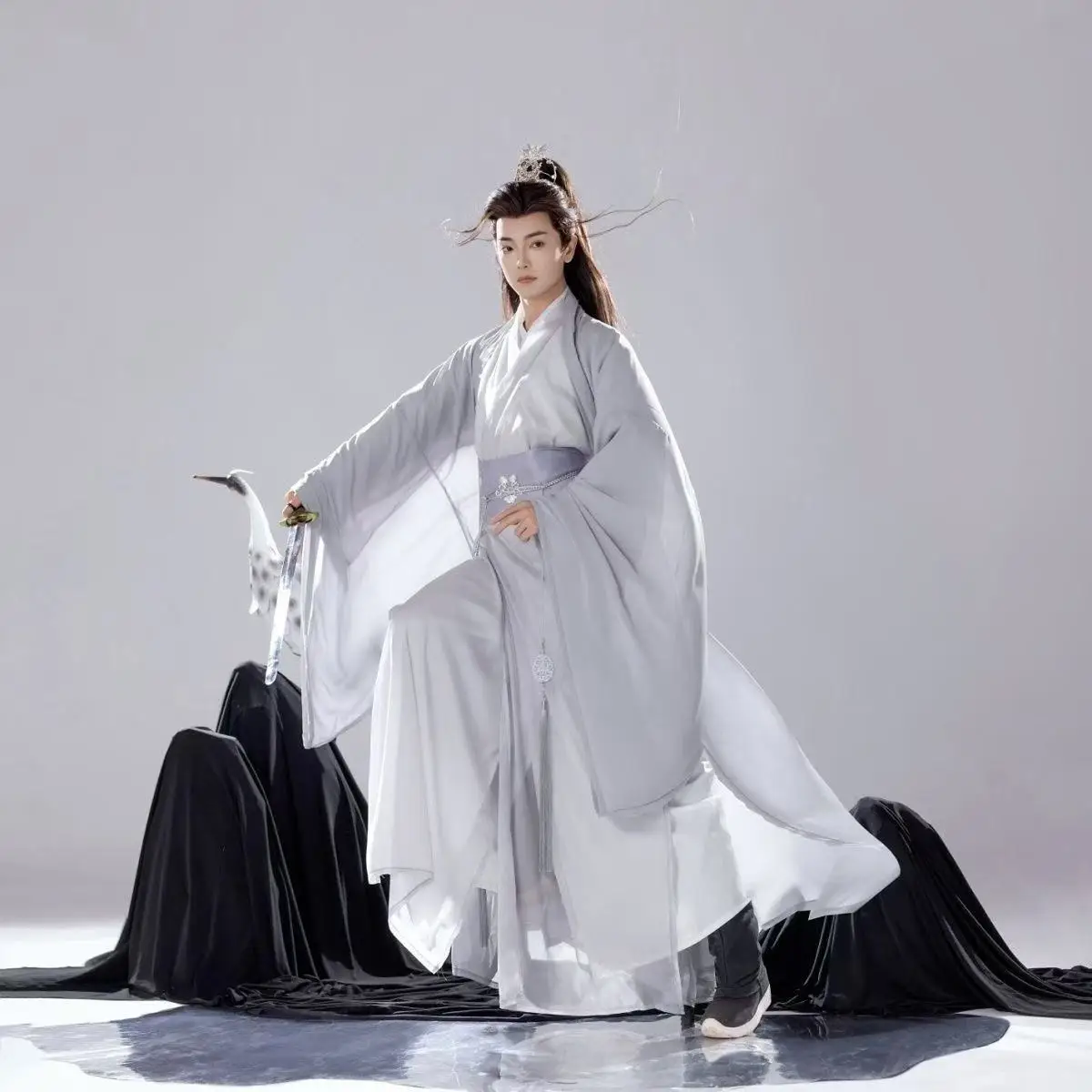 

Fairy Hanfu Dress Men's Traditional Chinese Clothing Breathable Cgiffon Large Sleeve Long Robe Carnival Cosplay Costume Male