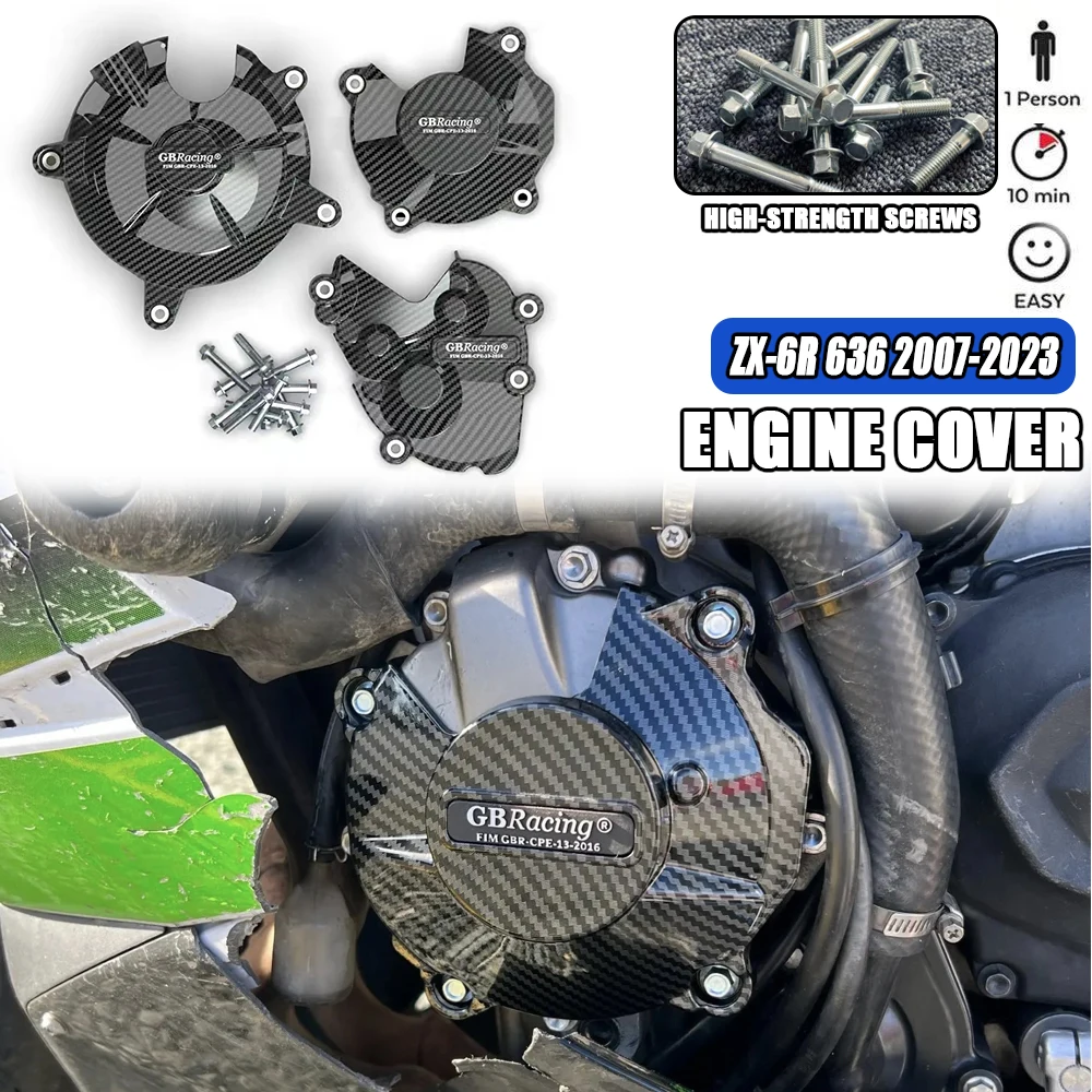 

GBRacing Engine Protection For KAWASAKI Ninja ZX-6R 2007-2024 2023 2022 2021 636 ZX6R Motorcycles Engine protective cover ZX6R