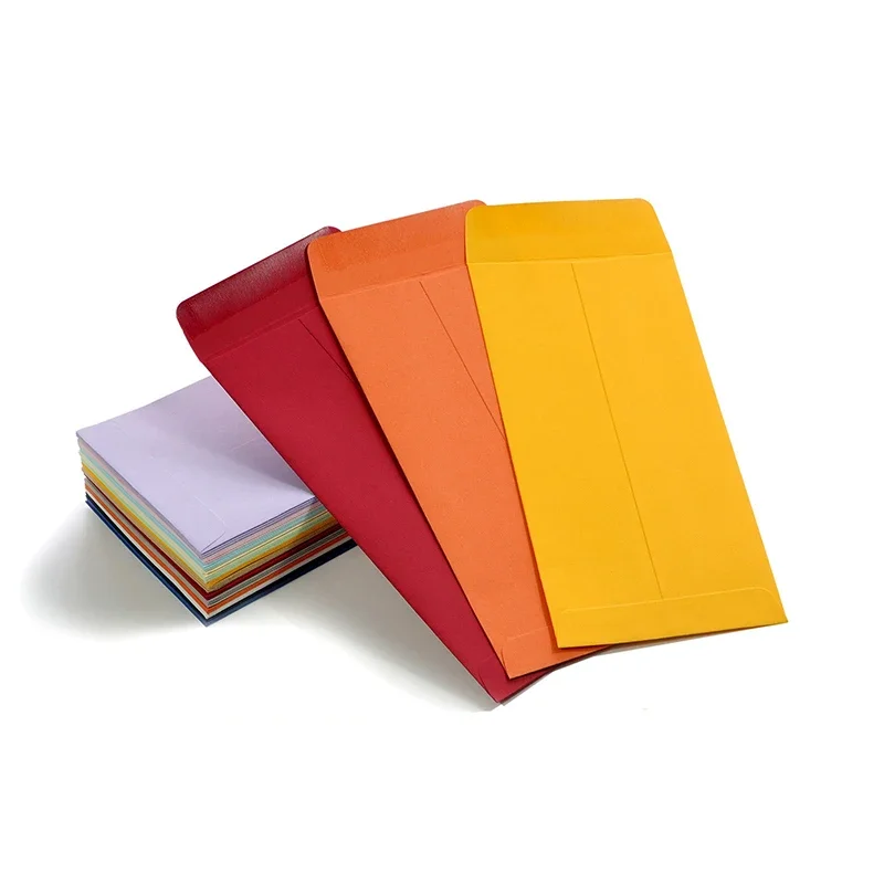 100Pcs Small Paper Envelopes for Letter Colorful Gift Storage Envelope Bag Business Office Money Envelope 82x165mm