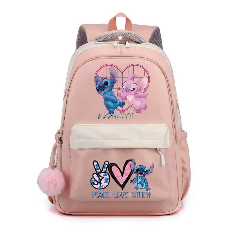 Mochila impermeável para meninas adolescentes, bolsa de escola feminina, bolsa de estudante fofa, moda, Lilo e Stitch, mochila de viagem