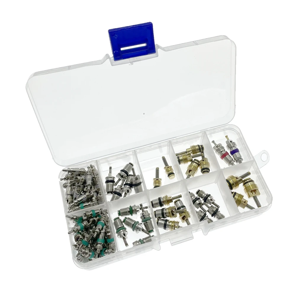 102Pcs Car Air Conditioner Valve Cores Assortment A/C AC Shrader Valve Core & Tool R134 R12 HVAC Valves Kit Auto Accessories