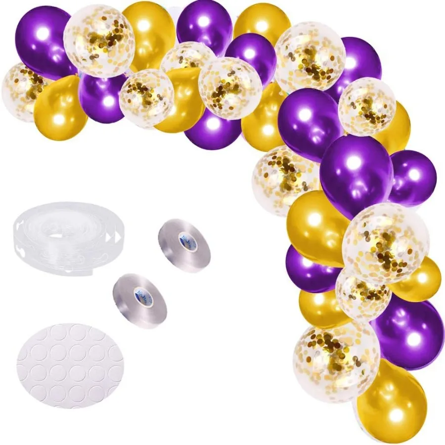 Purple Balloon Garland Arch Kit 121 PCS Purple and Gold Party Decorations for Birthday Graduation Wedding Anniveary