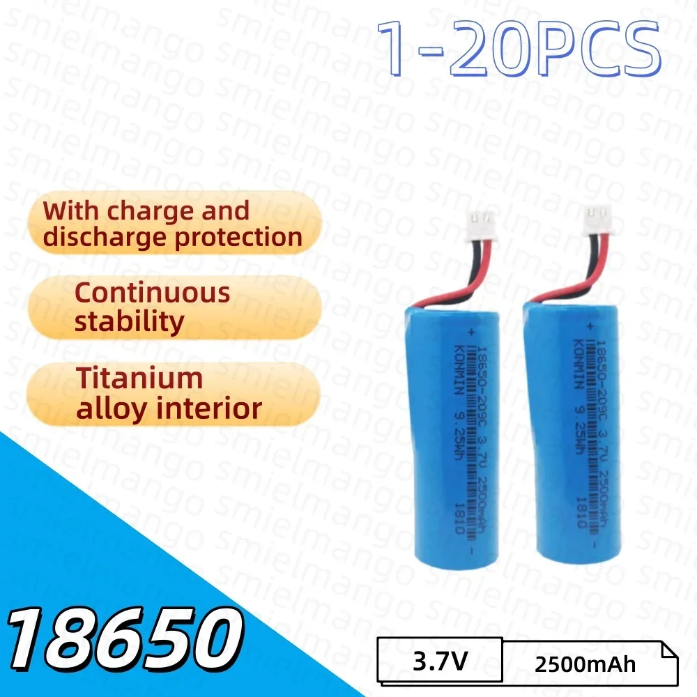 Batterie au lithium rechargeable 18500 3,7 V 2500 mAh, adaptée aux lampes de poche, aux brosses à dents électriques, aux radios, aux claviers et aux souris
