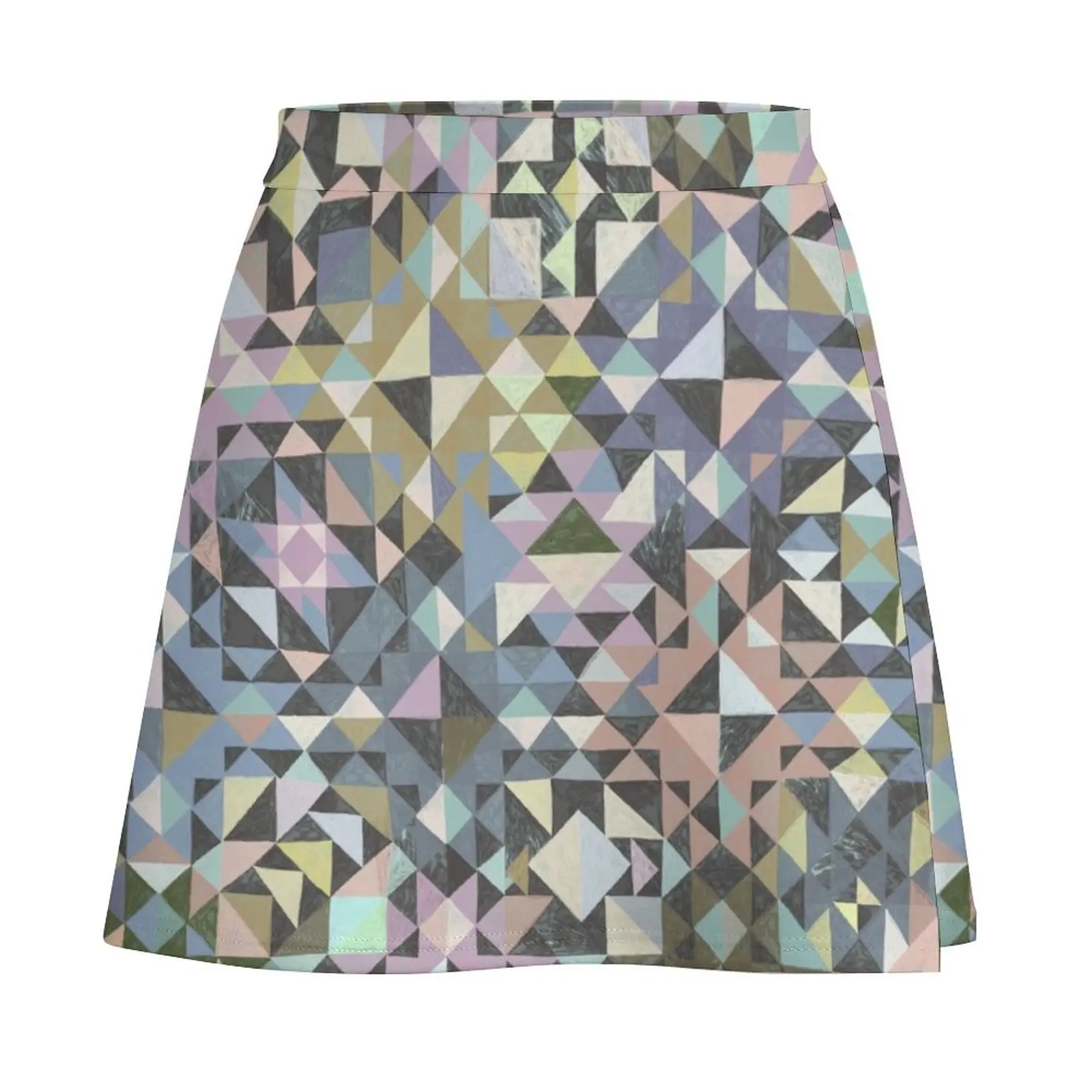 gem facets abstract checker diamonds hand drawn geometric shapes mirage texture Mini Skirt Women's clothing clothes