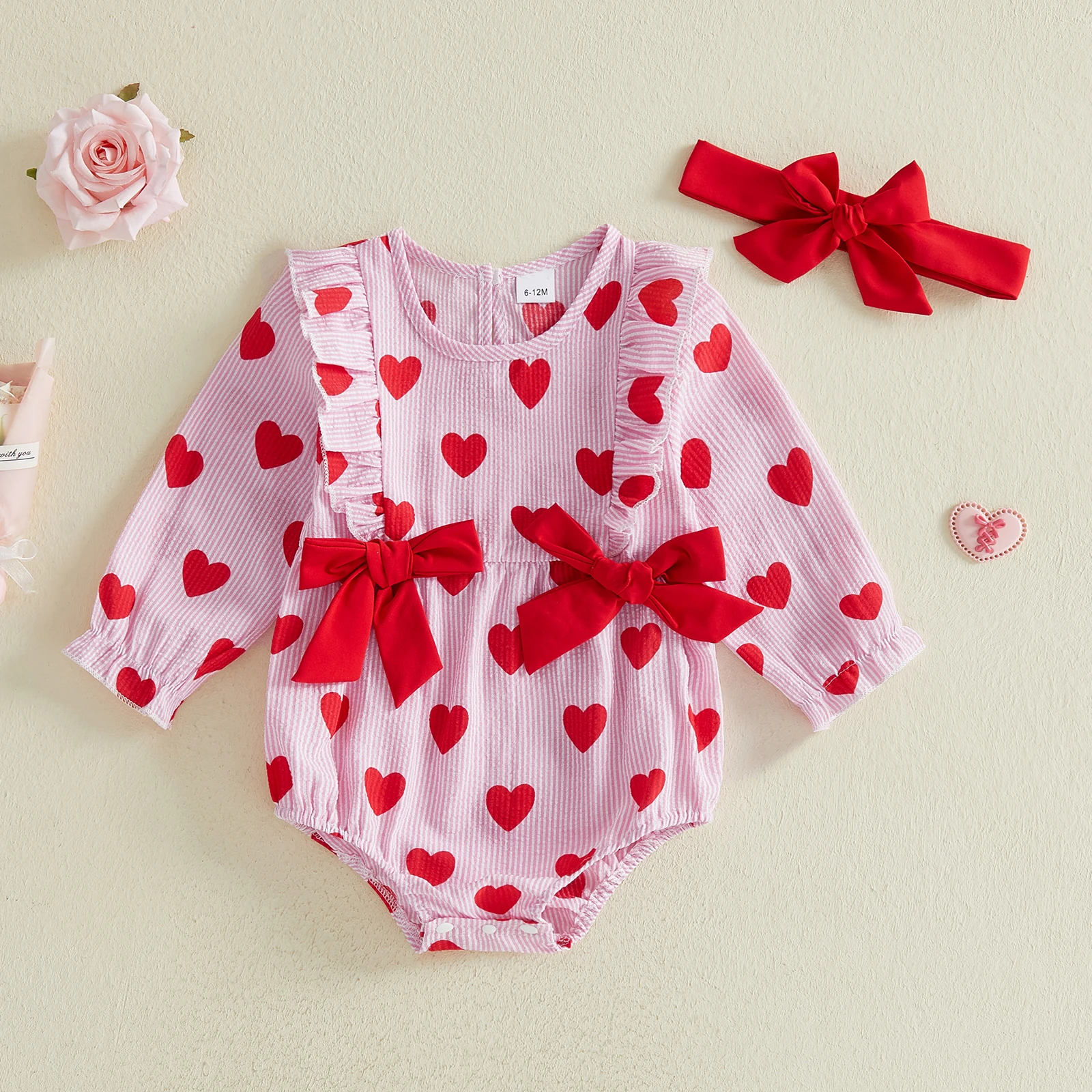Baby Girls Valentines Day Outfit Heart Bow Smocked Bubble Romper My First Valentines Day Baby Girl Outfits