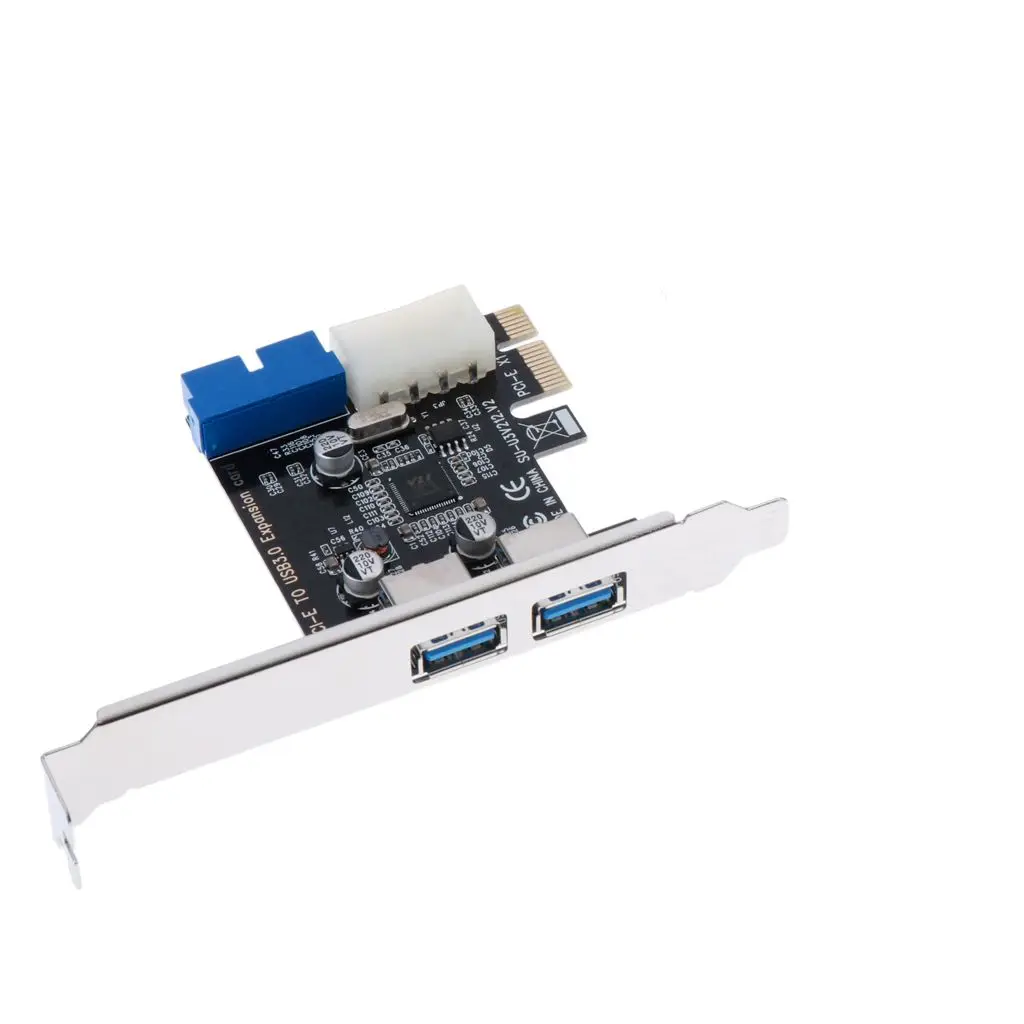 PCI-E USB 3 Expansion Card 2 Port Internal 20pin Power Card Adapter for Windows PC Data Transfer