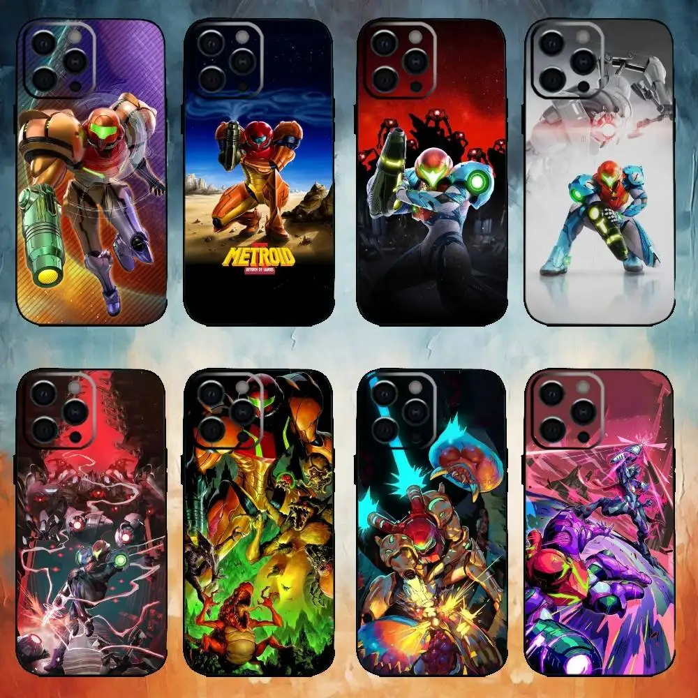 

Game M-Metroid Cool Phone Case For iPhone17,16,15,14,13,12,11 Plus,Pro Max Soft Black Cover