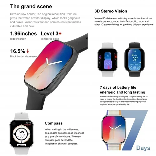 Imagen 2 del producto 2025 nuevo reloj DT 10 SmartWatch hombres HD AMOLED 16GB memoria música 3D envolvente Bluetooth llamada impermeable para Apple SmartWatch mujer