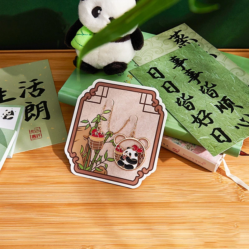 Chinese Style Panda Bookmark Tassel Pendant Retro Book Clip Metal Pagination Mark Student Gift Stationery School Office Supplies