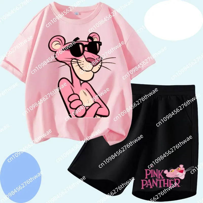 

Комплект детской футболки «Розовая пантера» с мультяшным принтом — милая спортивная рубашка Disney для мальчиков и девочек на лето с короткими рукавами