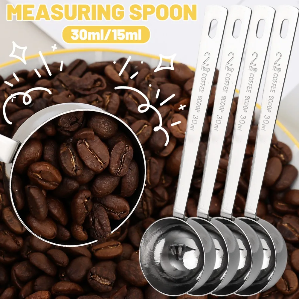 2/1PCS Stainless Steel Coffee Scoop Measuring Spoon Long Handle Coffee Spoon Tablespoon for Kitchen Sugar Powder CafeMaking Tool