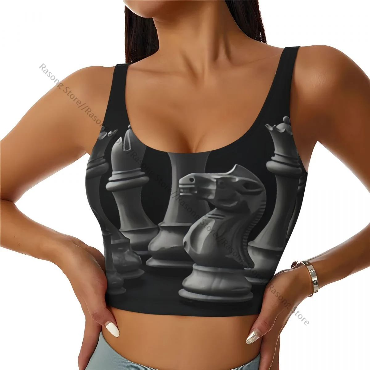 Sports Bra Women Running Yoga Clothes Vest Black And White King Chess Gathering Fitness Vest