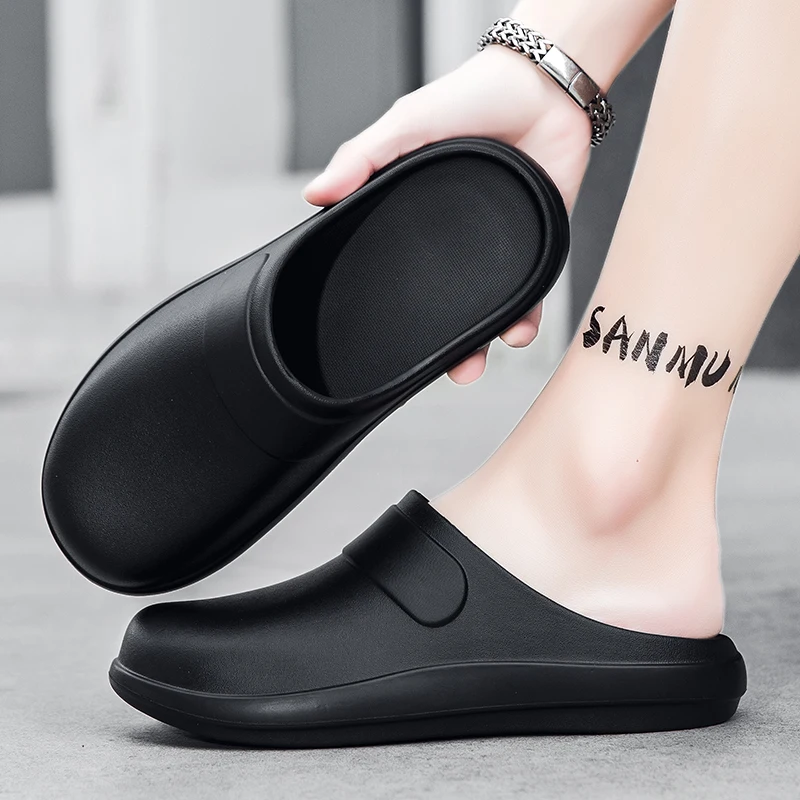 

Мужские летние кухонные мягкие противоскользящие маслостойкие слипоны Pure Bla Work oes, повседневные тапочки из ЭВА для уличного использования